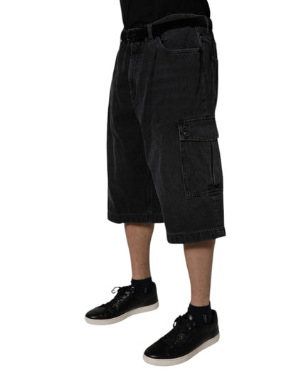 Short cargo Bermuda Dolce & Gabbana en jean noir taille mi-haute