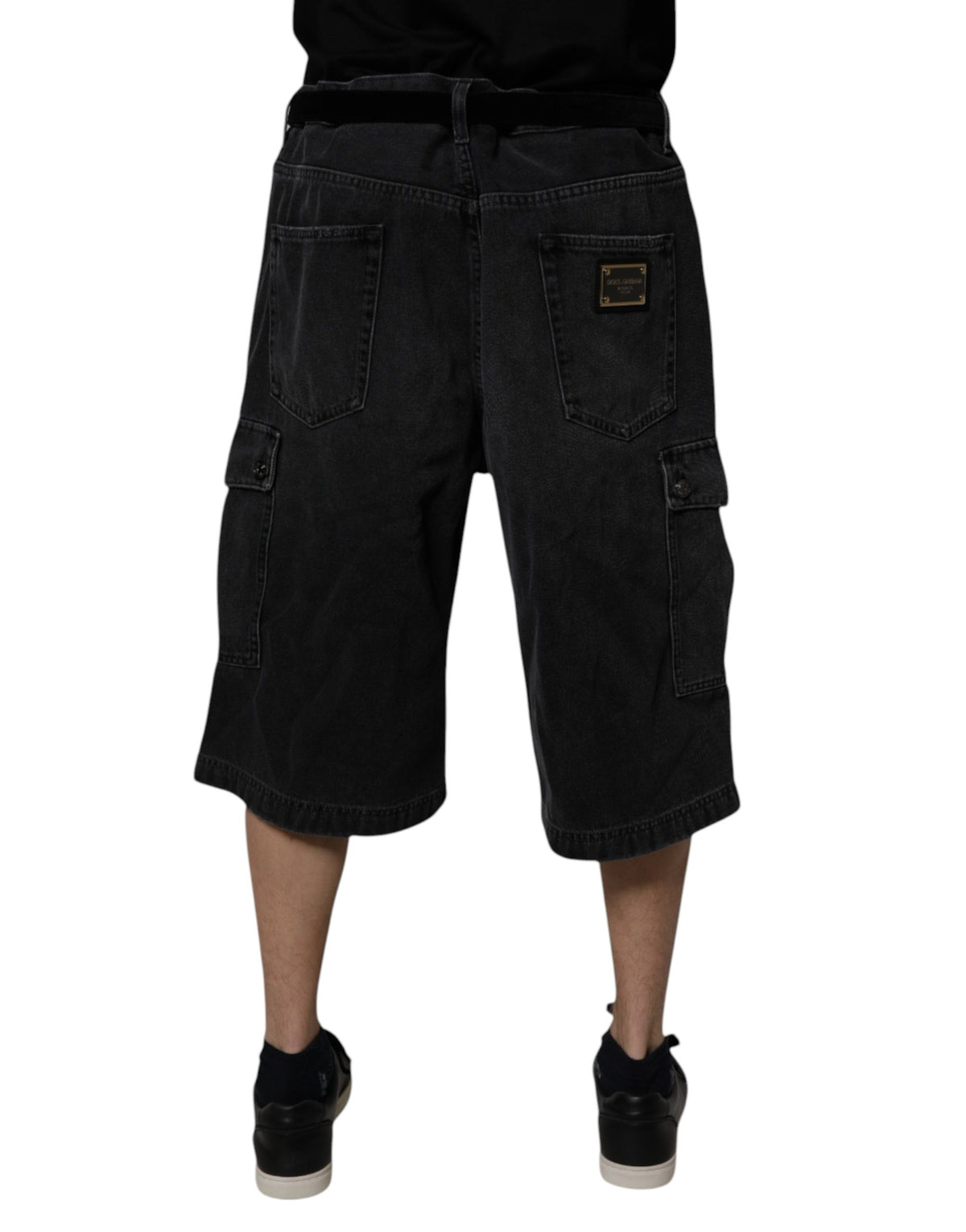 Short cargo Bermuda Dolce & Gabbana en jean noir taille mi-haute