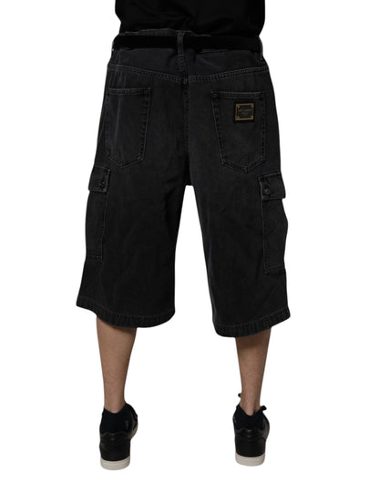 Short cargo Bermuda Dolce & Gabbana en jean noir taille mi-haute