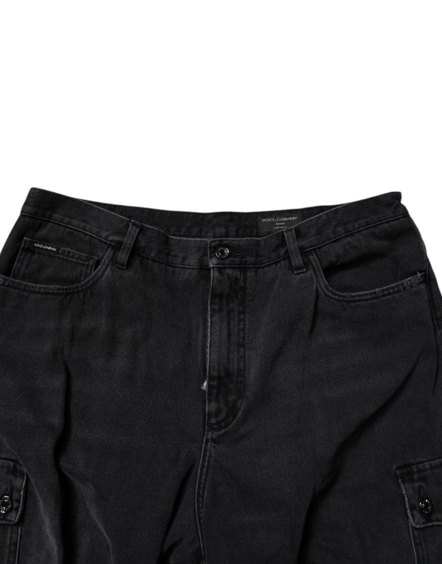 Short cargo Bermuda Dolce & Gabbana en jean noir taille mi-haute
