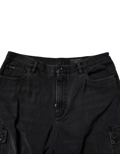 Short cargo Bermuda Dolce & Gabbana en jean noir taille mi-haute