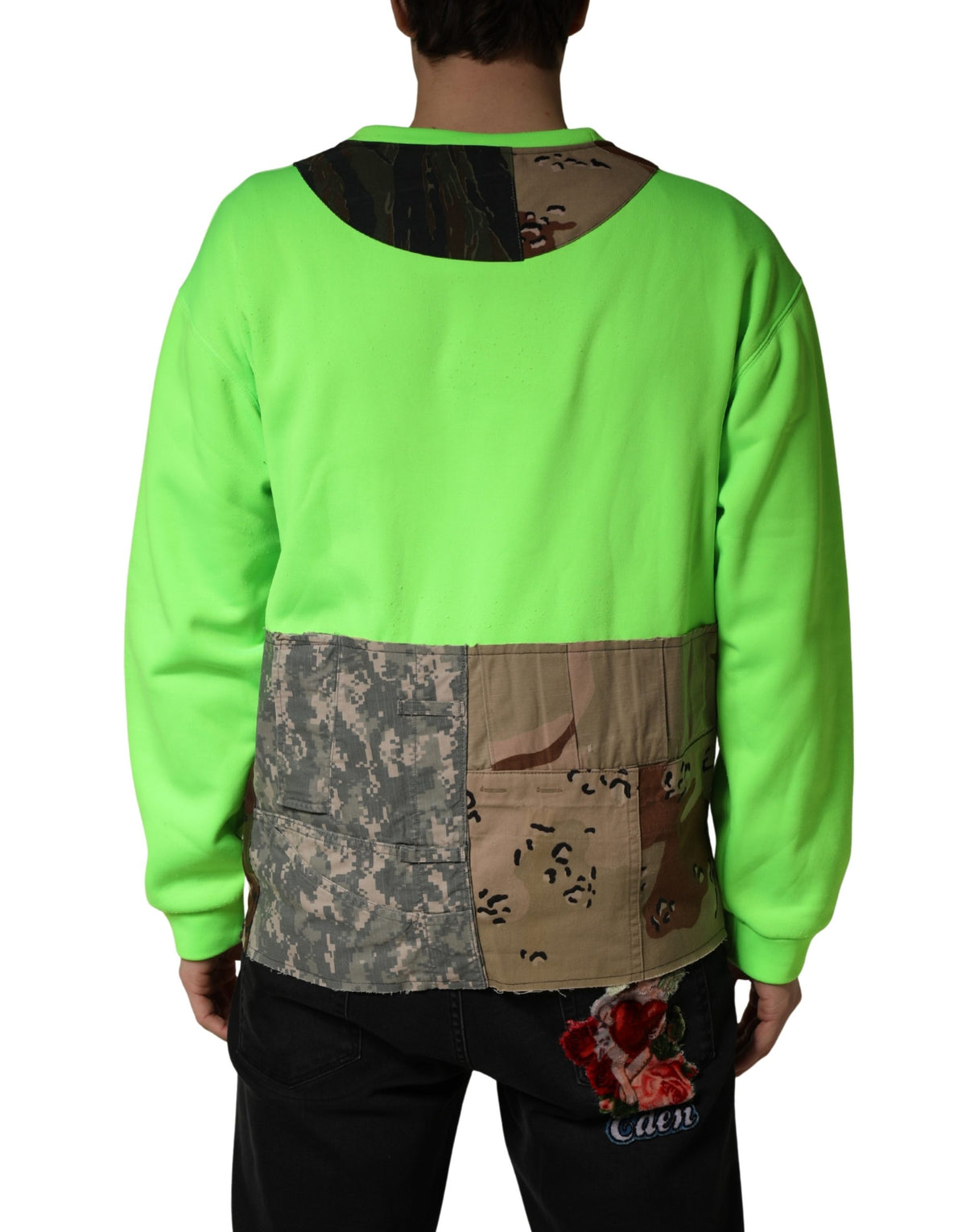 Sweat-shirt Dolce &amp; Gabbana vert patchwork cœur pour homme