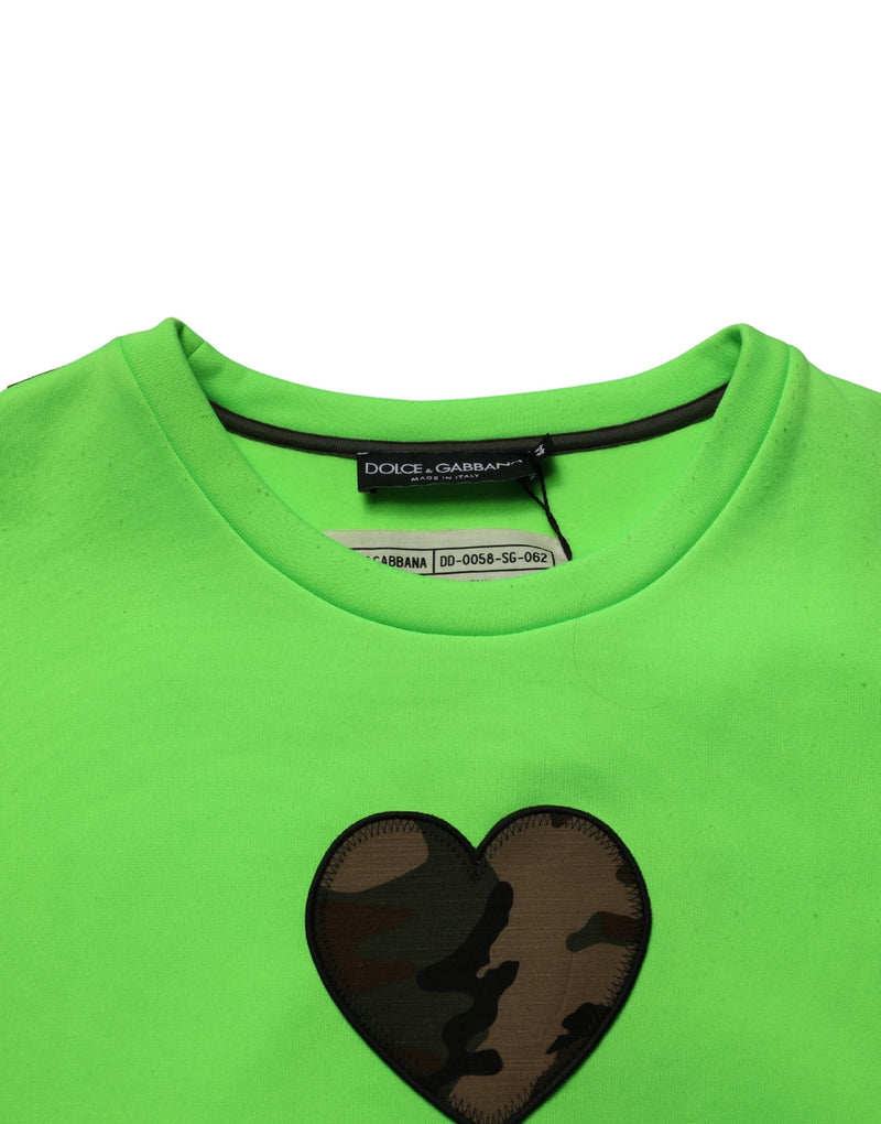 Dolce & Gabbana Green Patchwork Heart Men Sweatshirt Sweater