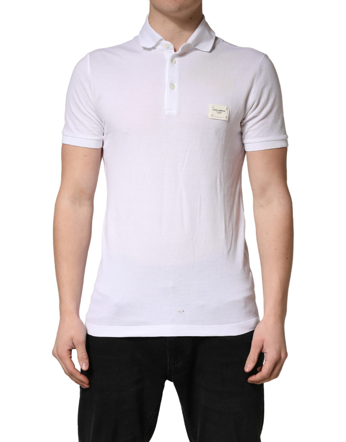 Polo homme Dolce & Gabbana blanc à col et manches courtes