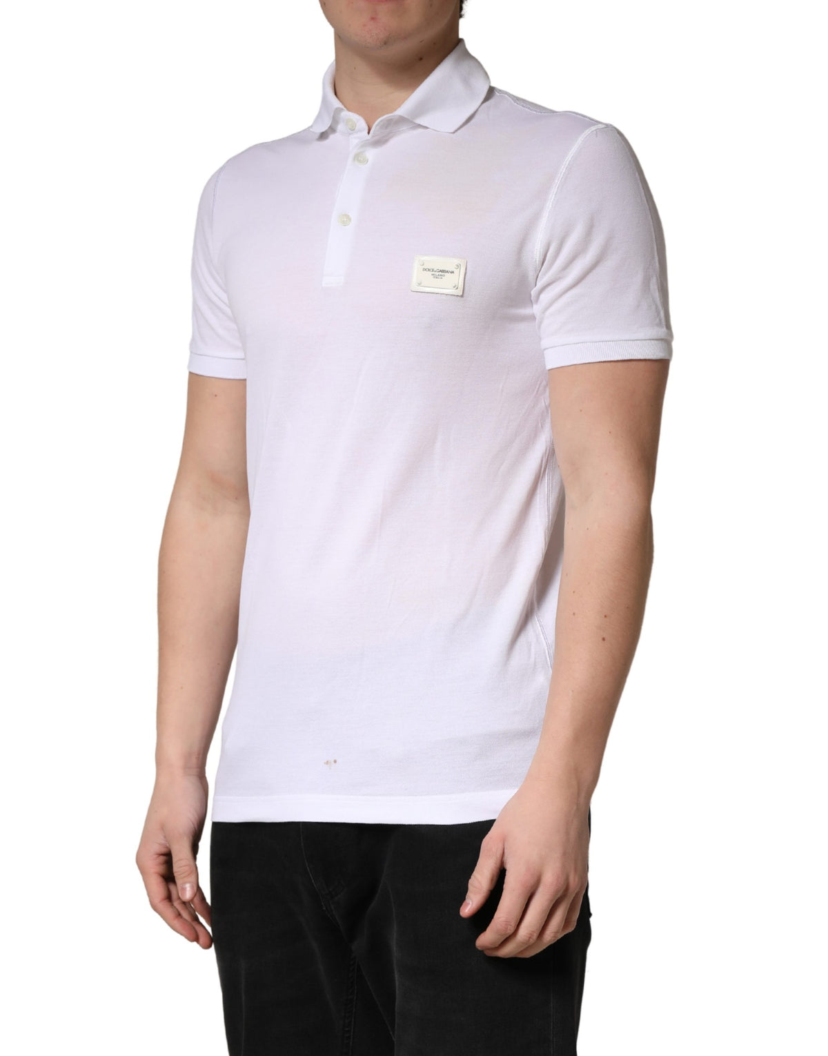 Polo homme Dolce & Gabbana blanc à col et manches courtes
