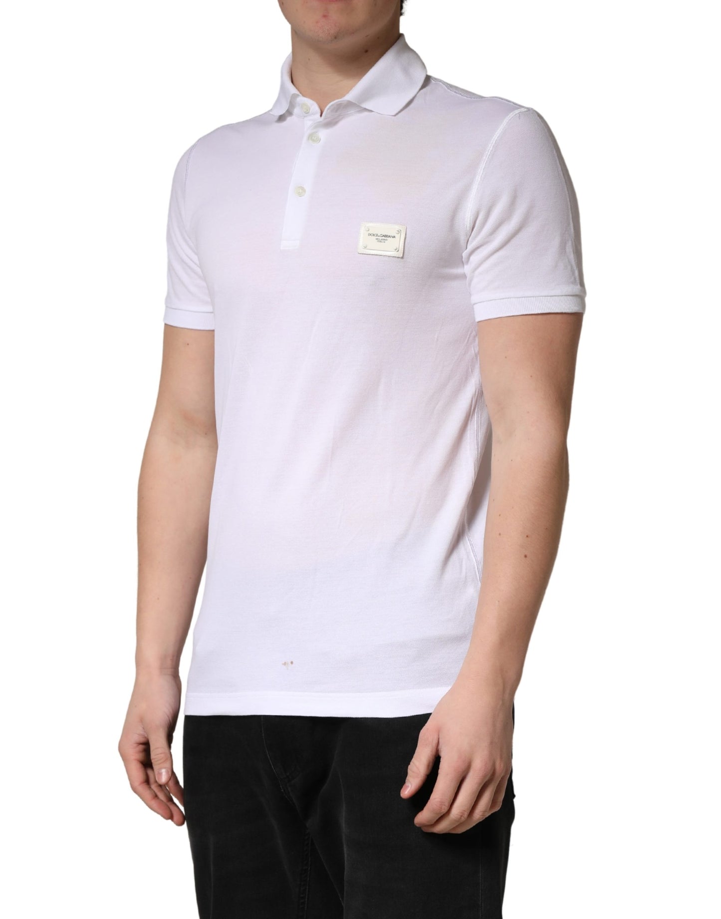 Polo homme Dolce & Gabbana blanc à col et manches courtes
