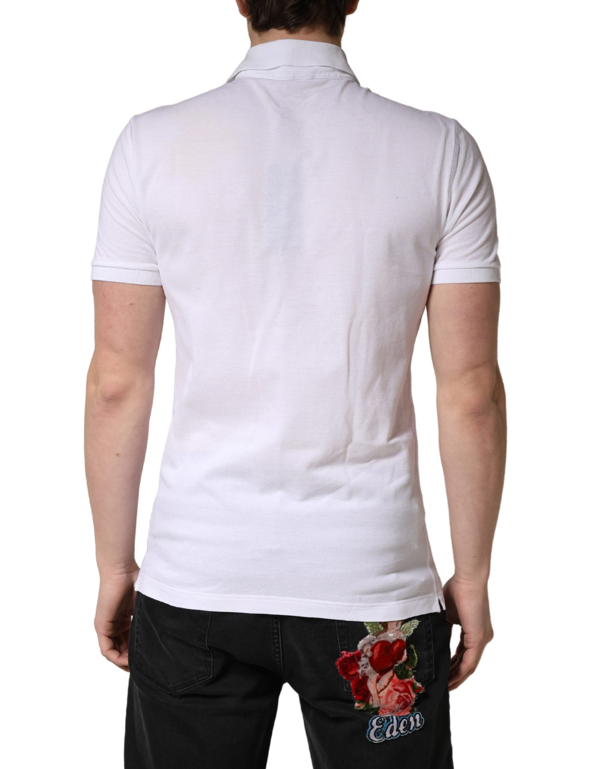 Polo homme Dolce & Gabbana blanc à col et manches courtes