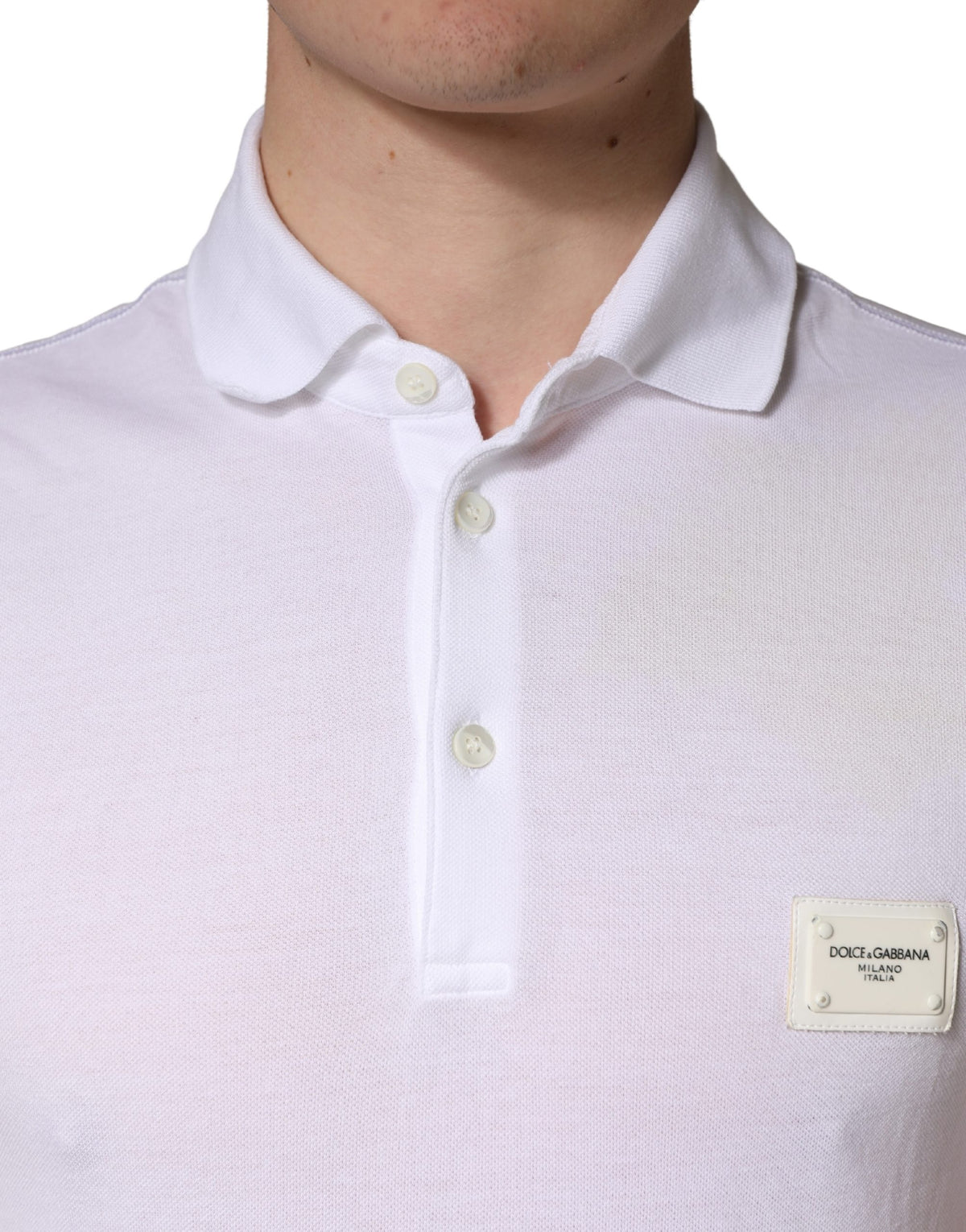 Polo homme Dolce & Gabbana blanc à col et manches courtes