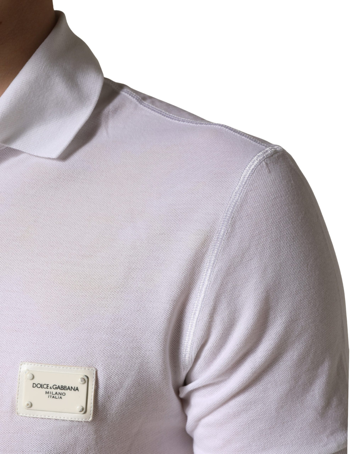 Polo homme Dolce & Gabbana blanc à col et manches courtes