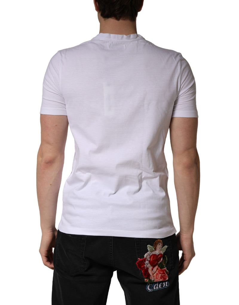 T-shirt met Ronde Hals voor Heren, Katoen, met Geborduurd Wit President's Logo