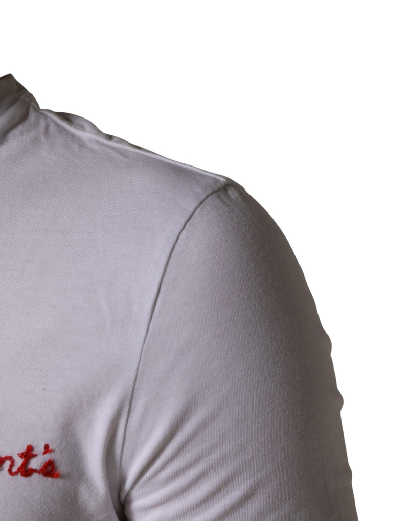 T-shirt met Ronde Hals voor Heren, Katoen, met Geborduurd Wit President's Logo