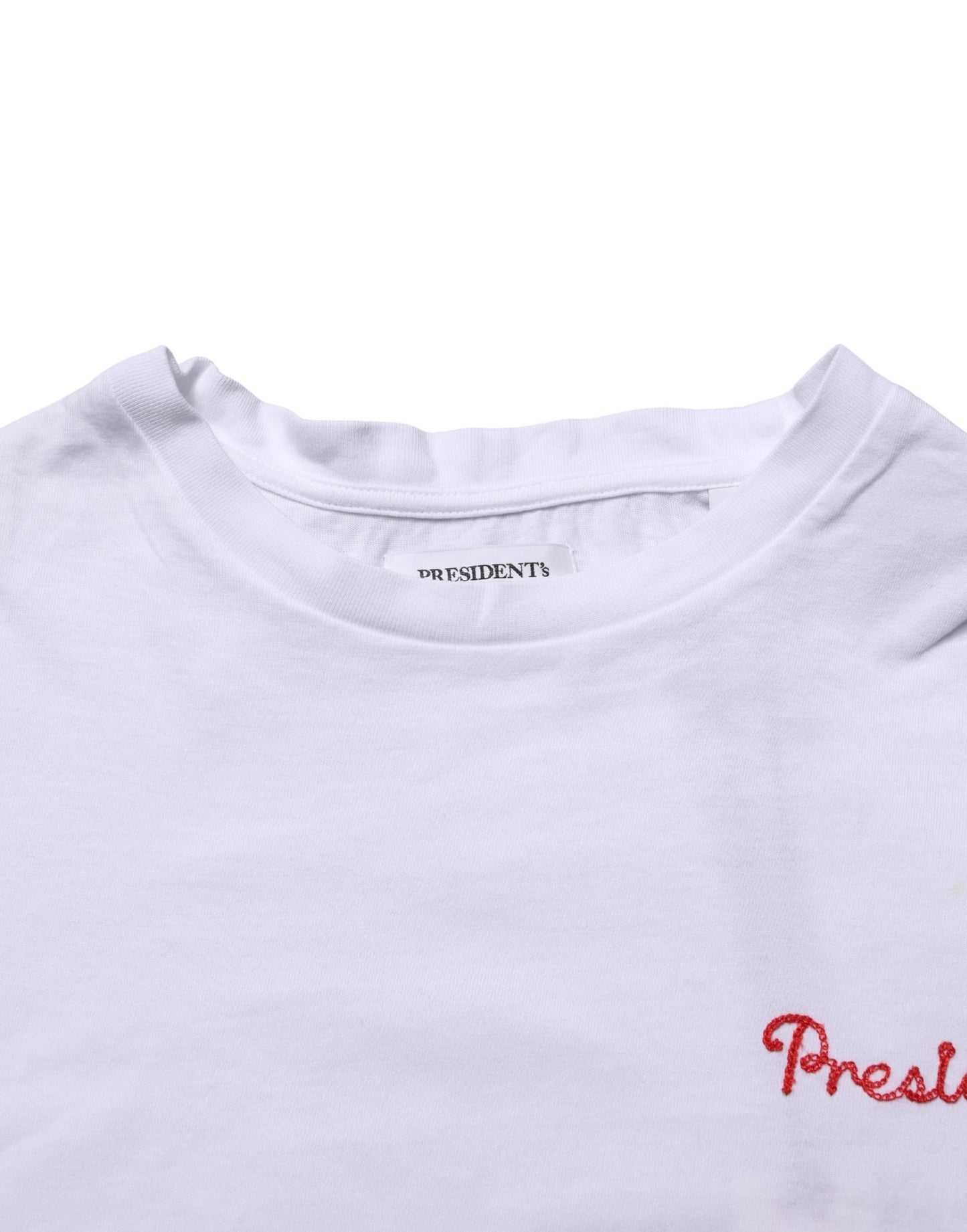T-shirt met Ronde Hals voor Heren, Katoen, met Geborduurd Wit President's Logo