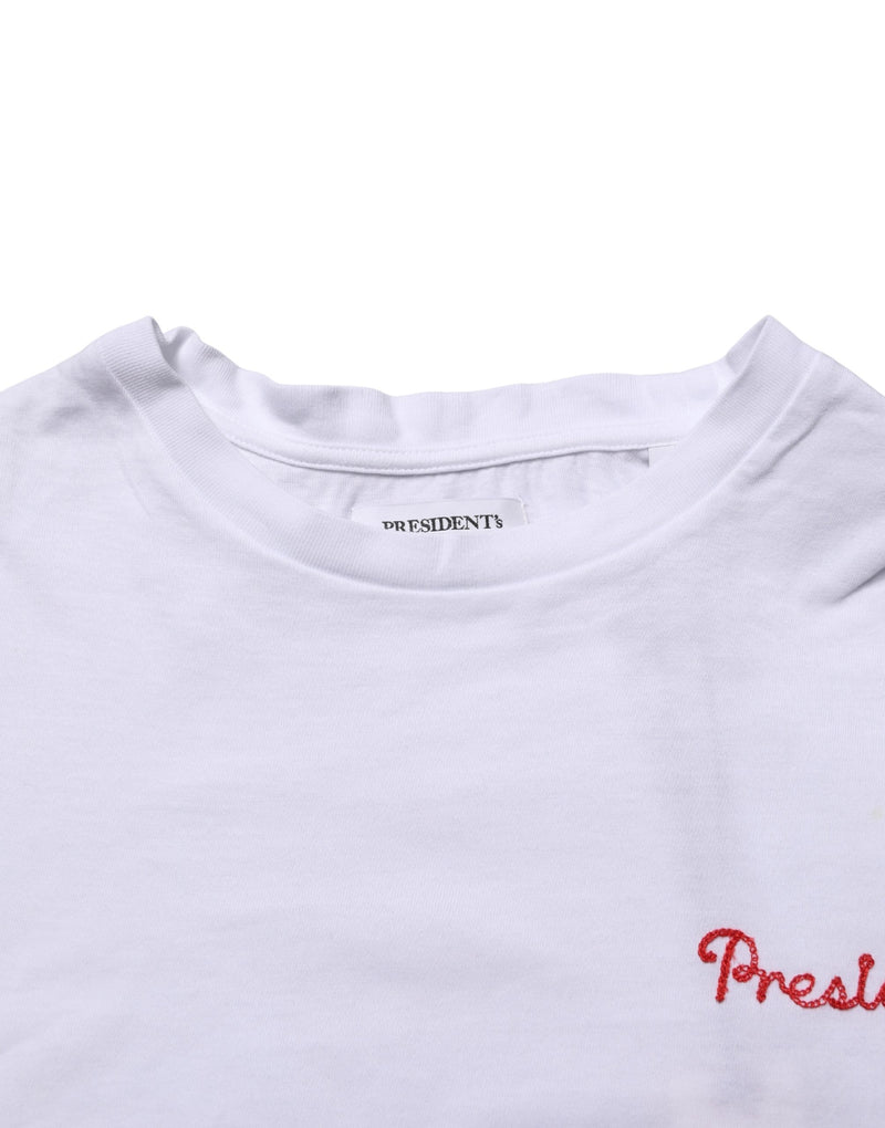 T-shirt met Ronde Hals voor Heren, Katoen, met Geborduurd Wit President's Logo