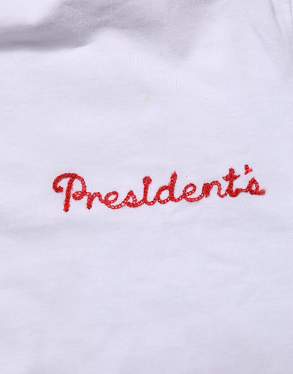 T-shirt met Ronde Hals voor Heren, Katoen, met Geborduurd Wit President's Logo