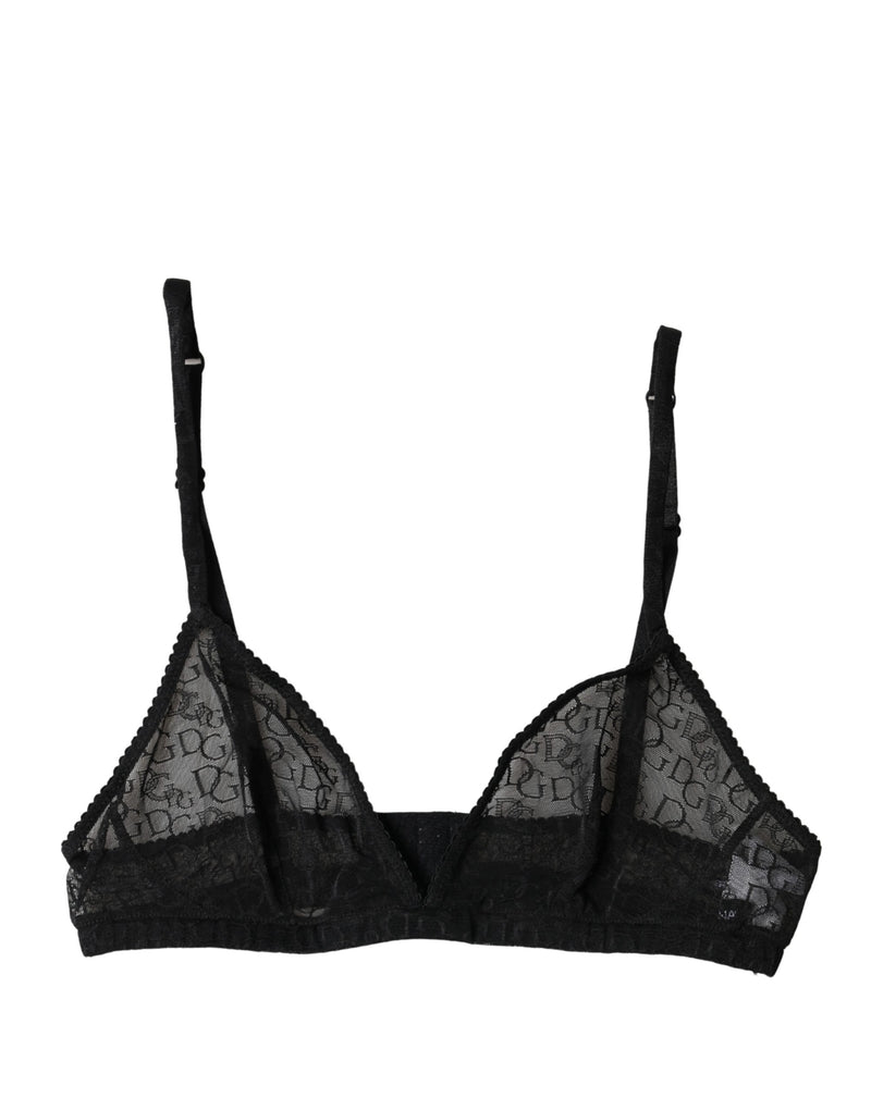 Dolce & Gabbana Black Logo Mania Sheer Soft Cup Bra