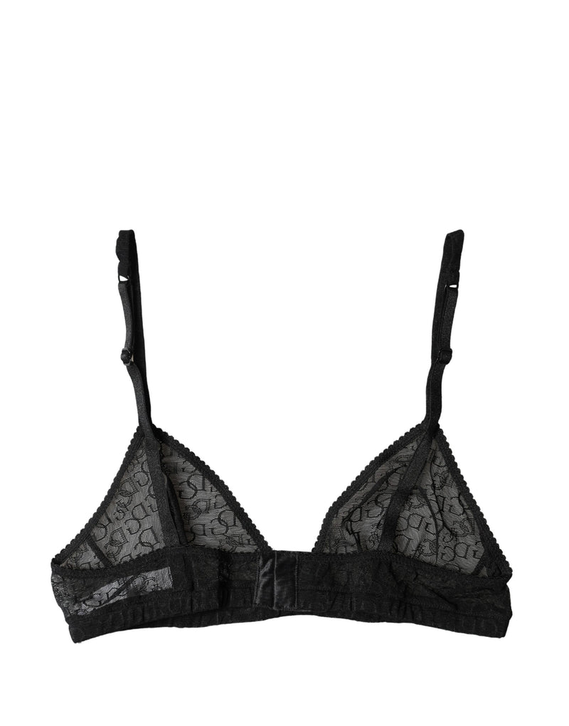 Dolce & Gabbana Black Logo Mania Sheer Soft Cup Bra