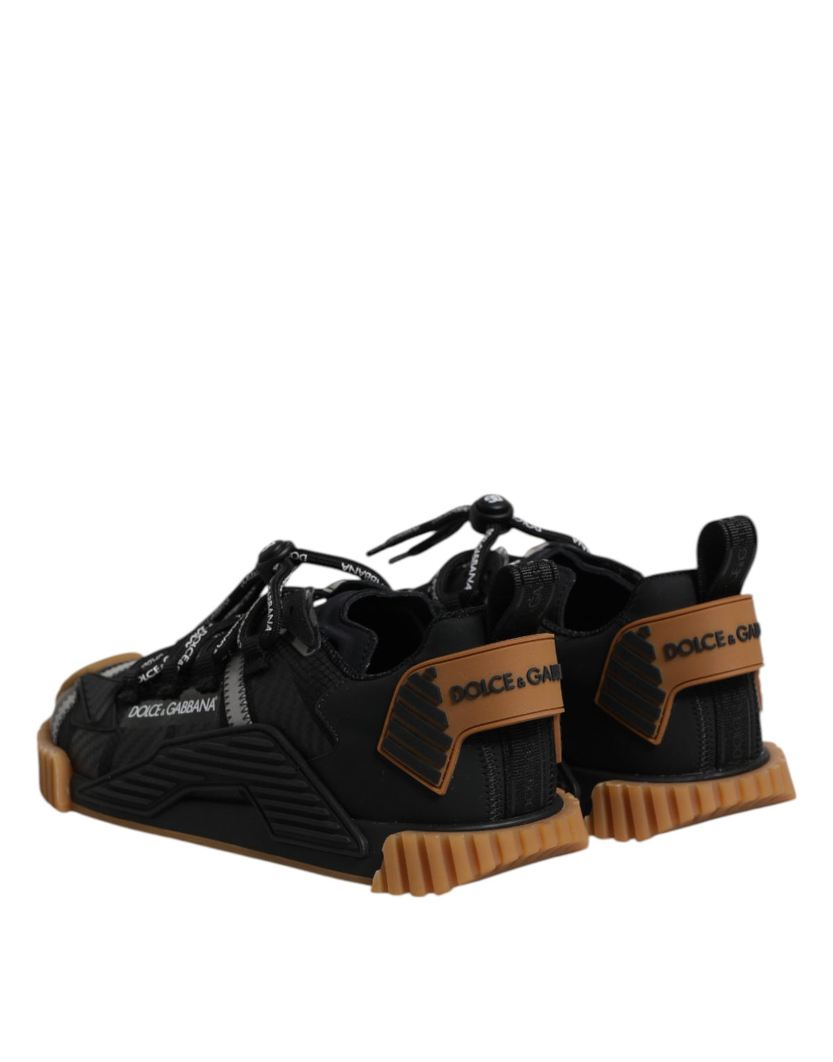 Dolce & Gabbana NS1 Black Logo Lace Up Low Top Sneakers