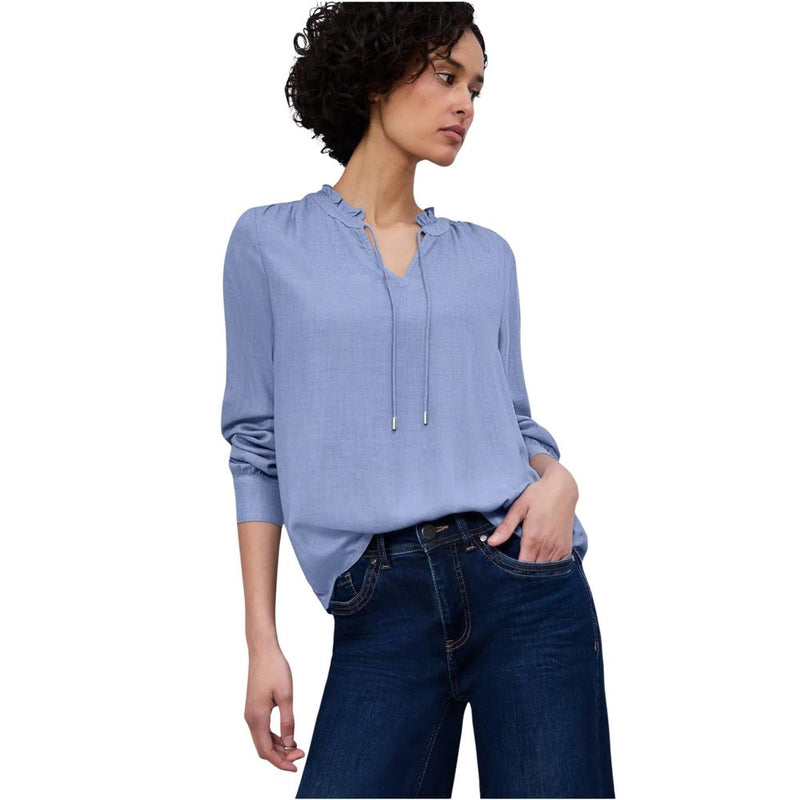 Street One Light Blue Viscose Blouse with Frill