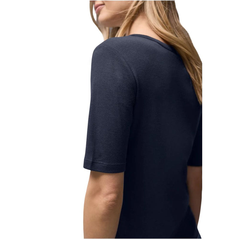 Street One T-Shirt en Coton Bleu pour Homme - Design Moderne à Col Fendu