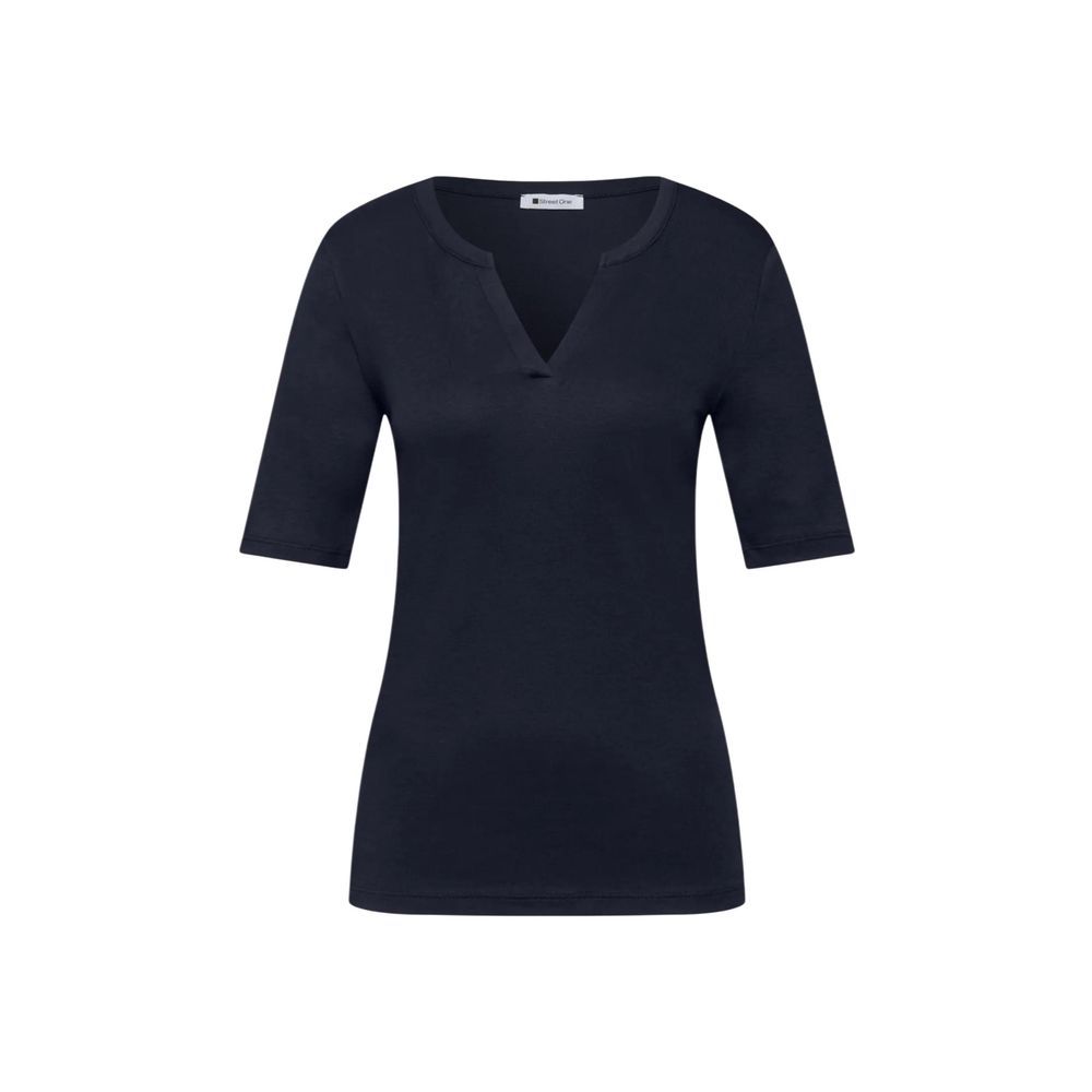 Street One T-Shirt en Coton Bleu pour Homme - Design Moderne à Col Fendu