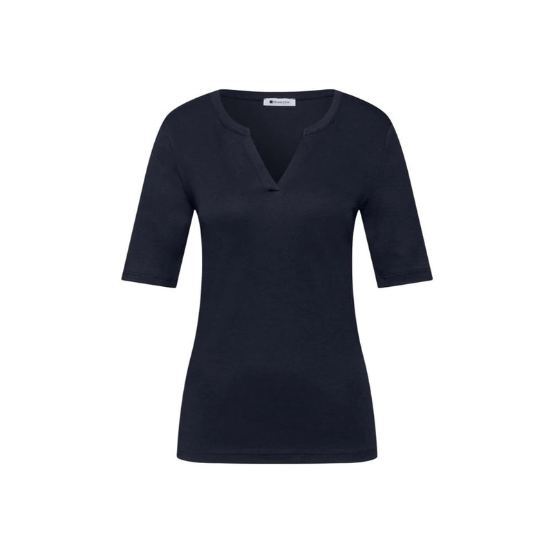 Street One T-Shirt en Coton Bleu pour Homme - Design Moderne à Col Fendu