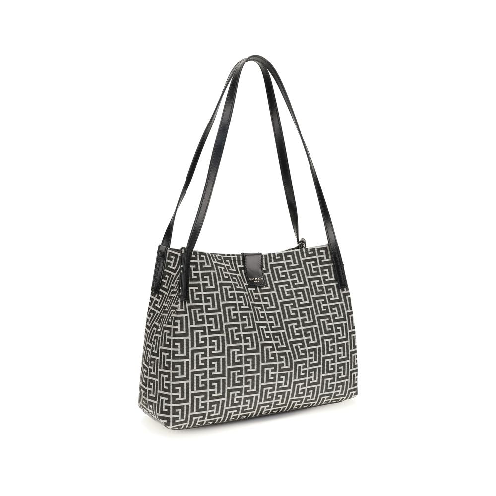 Balmain Black Cotton Shoulder Bag - Chic Tote with Geometric Design
