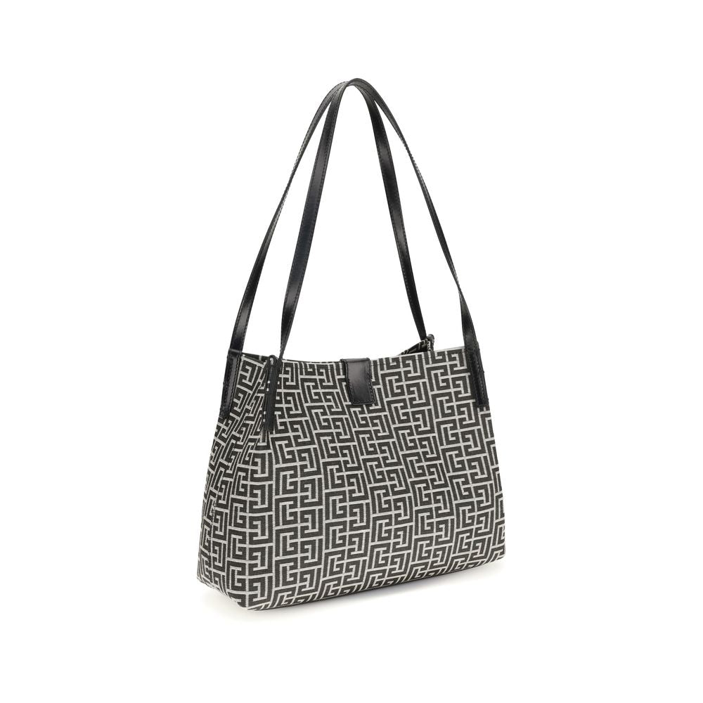 Balmain Black Cotton Shoulder Bag - Chic Tote with Geometric Design