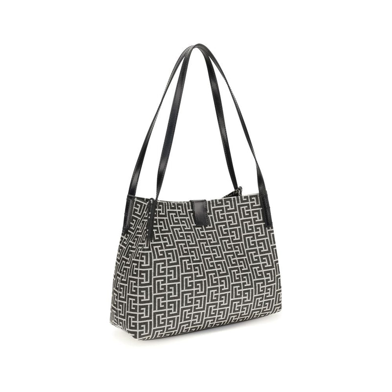 Balmain Black Cotton Shoulder Bag - Chic Tote with Geometric Design