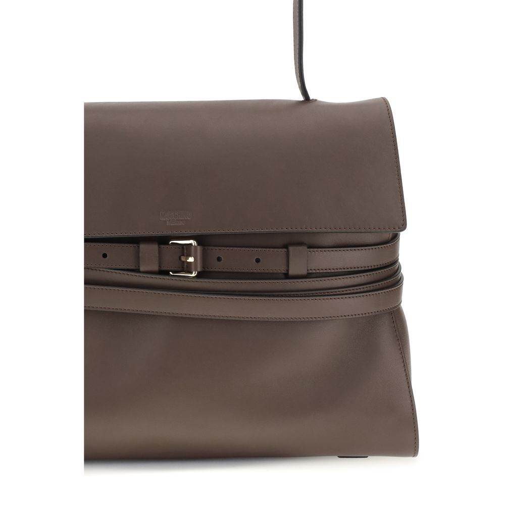 Moschino Brown Calf Leather Bos Taurus Handbag - Stylish & Versatile