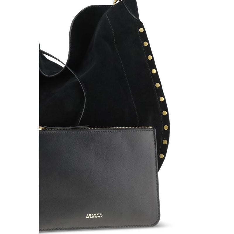 Isabel Marant Oskan Soft Black Calf Leather Shoulder Bag