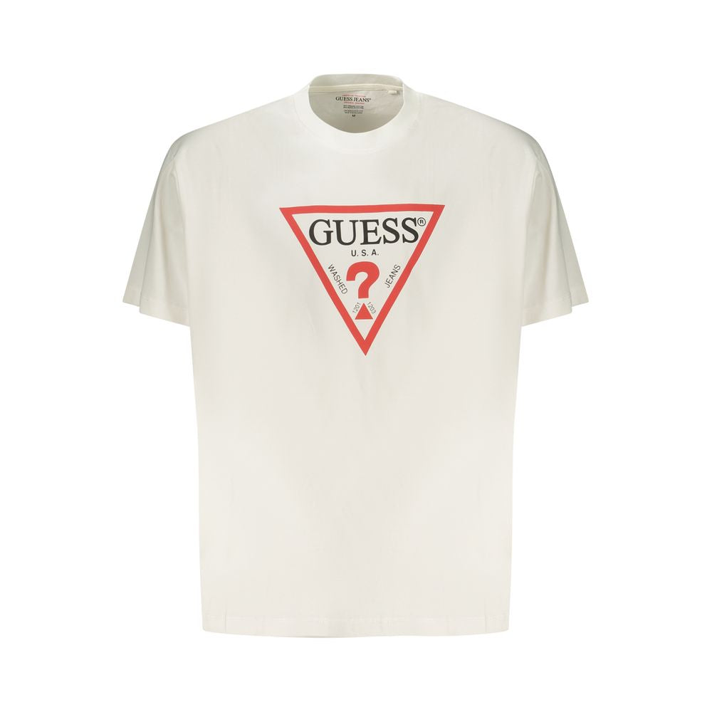 Guess Jeans White Cotton Men's T-Shirt - Timeless Style