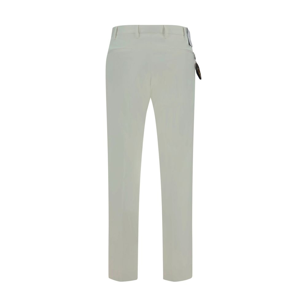 PT Torino White Cotton Casual Pants for Men