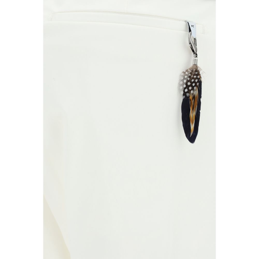 PT Torino White Cotton Casual Pants for Men