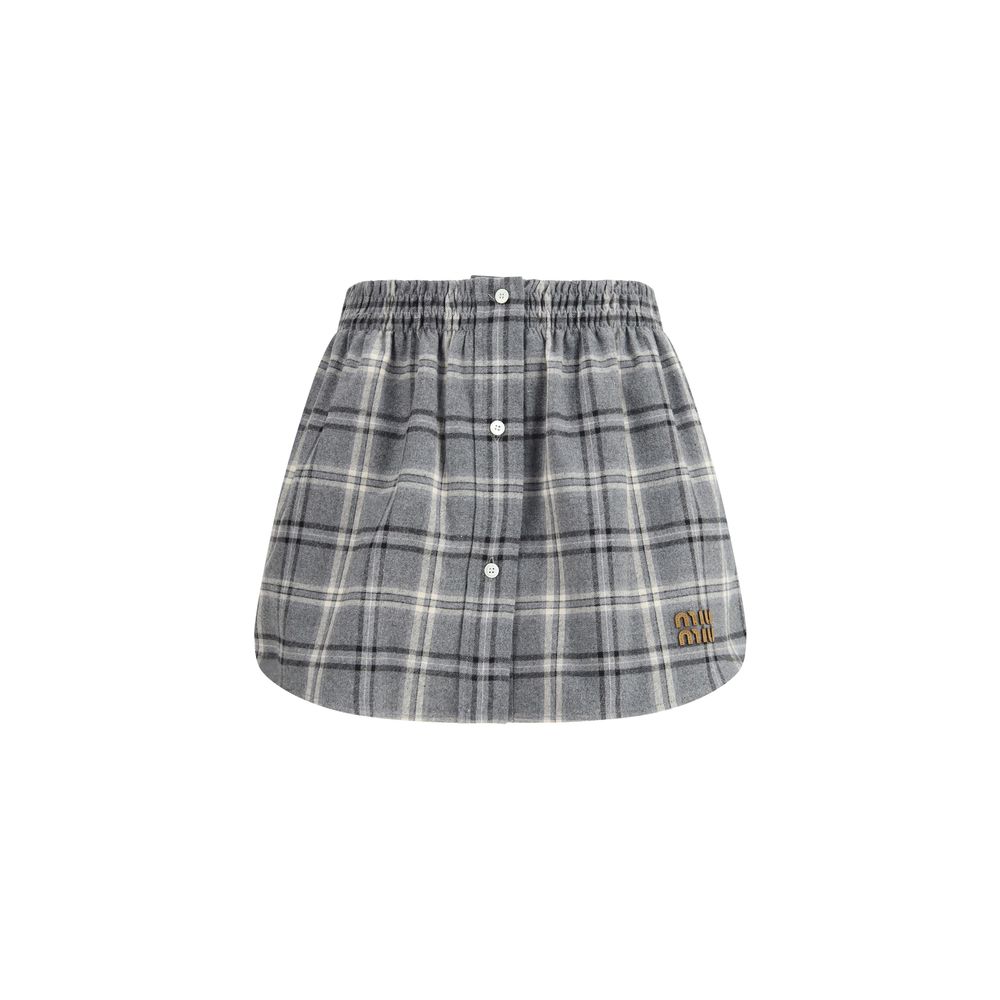 Miu Miu Gray Cotton Mini Skirt - Slim Fit for Women