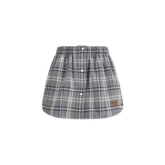 Miu Miu Gray Cotton Mini Skirt - Slim Fit for Women