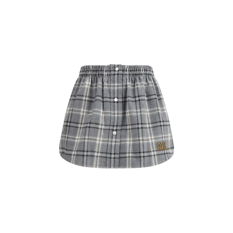 Miu Miu Gray Cotton Mini Skirt - Slim Fit for Women