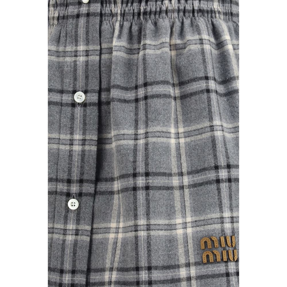 Miu Miu Gray Cotton Mini Skirt - Slim Fit for Women