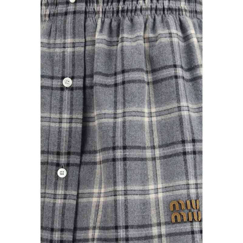 Miu Miu Gray Cotton Mini Skirt - Slim Fit for Women