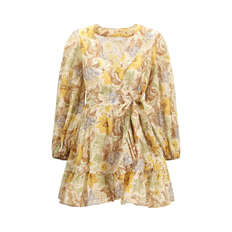 Zimmermann Bicolor Cotton Daylight Wrap Mini Dress