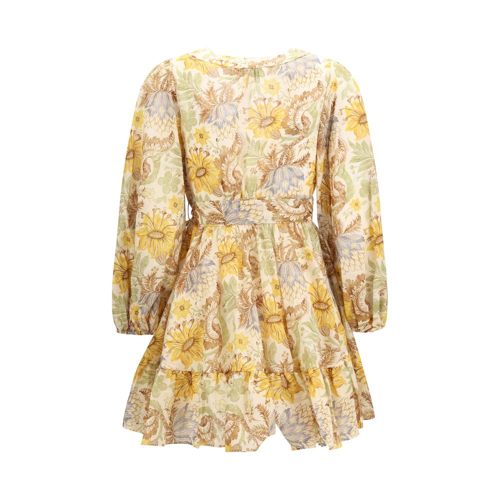 Zimmermann Bicolor Cotton Daylight Wrap Mini Dress