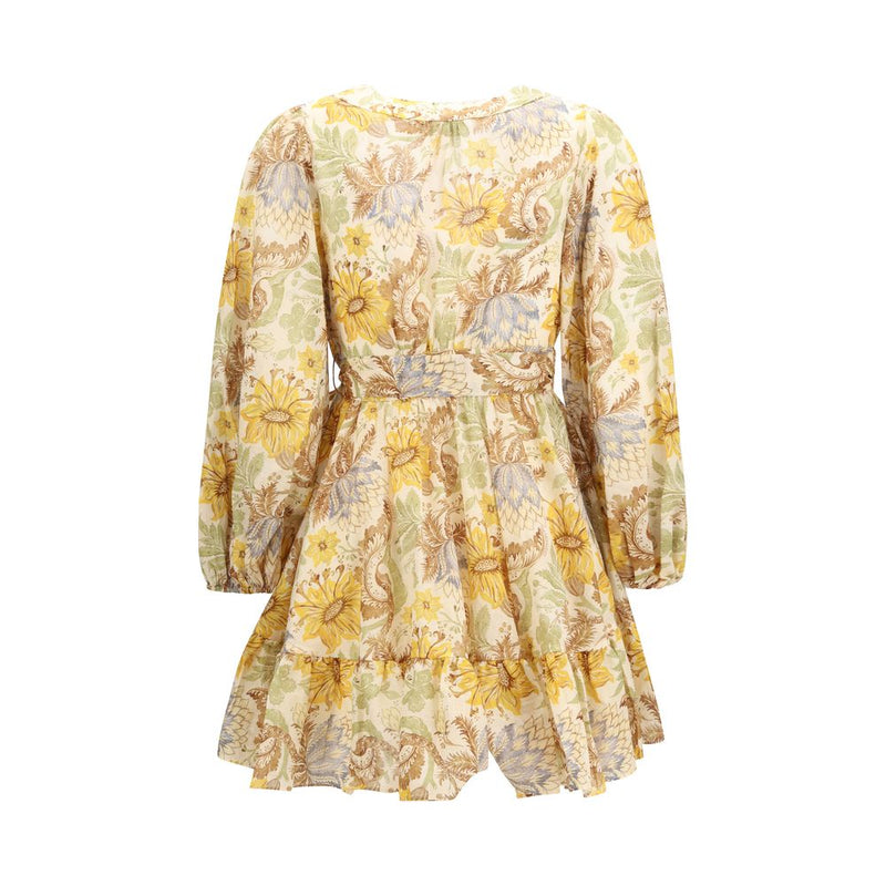 Zimmermann Bicolor Cotton Daylight Wrap Mini Dress