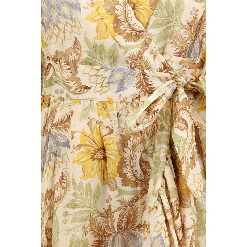 Zimmermann Bicolor Cotton Daylight Wrap Mini Dress