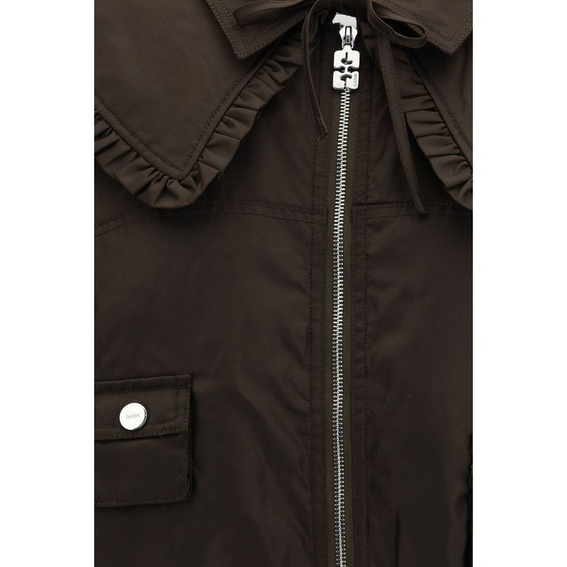 Ganni Bicolor Polyamide Bomber Jacket for Women