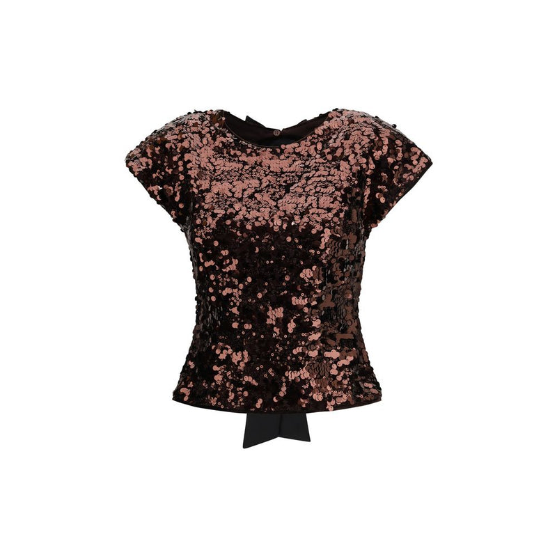 Ganni Brown Sequined Polyester Top - Chic Evening Wear
