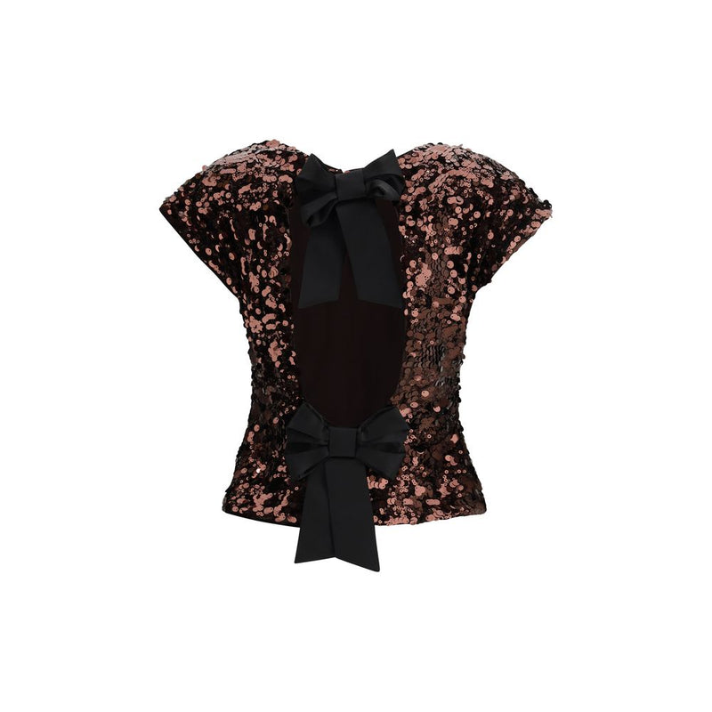 Ganni Brown Sequined Polyester Top - Chic Evening Wear