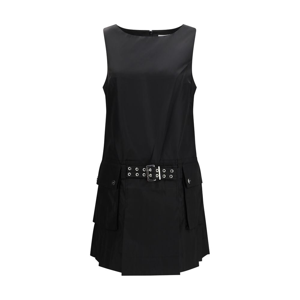 Ganni Duchesse Nylon Belted Mini Dress - Black