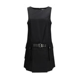 Ganni Duchesse Nylon Belted Mini Dress - Black