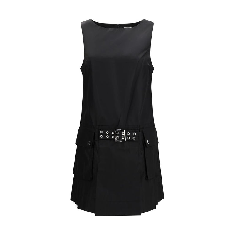 Ganni Duchesse Nylon Belted Mini Dress - Black