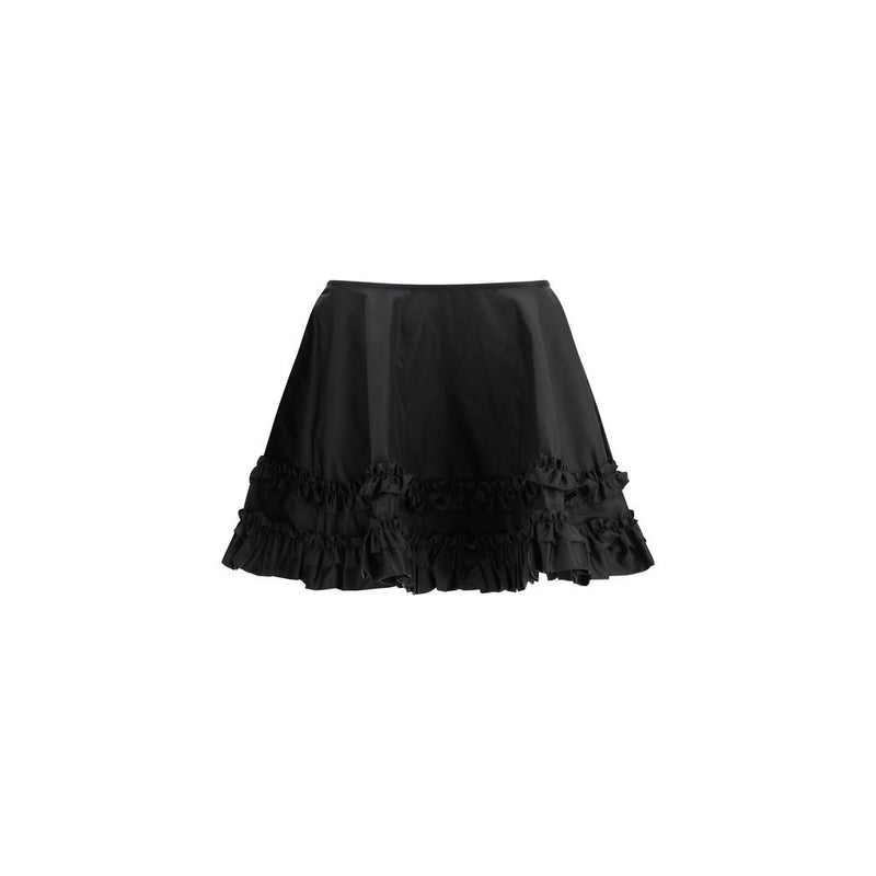 Ganni Black Recycled Polyamide Mini Frill Skirt