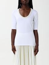 Fabiana Filippi White Cotton T-Shirt - Elegant V Neck Design